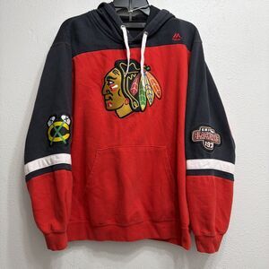 Chicago Blackhawks Majestic Embroidered Hoodie Hooded Sweatshirt Pullover Sz M